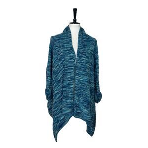 Soft Surroundings New Sweater Soft Dyed Yarn Open Front Teal Blue Women’s Size L